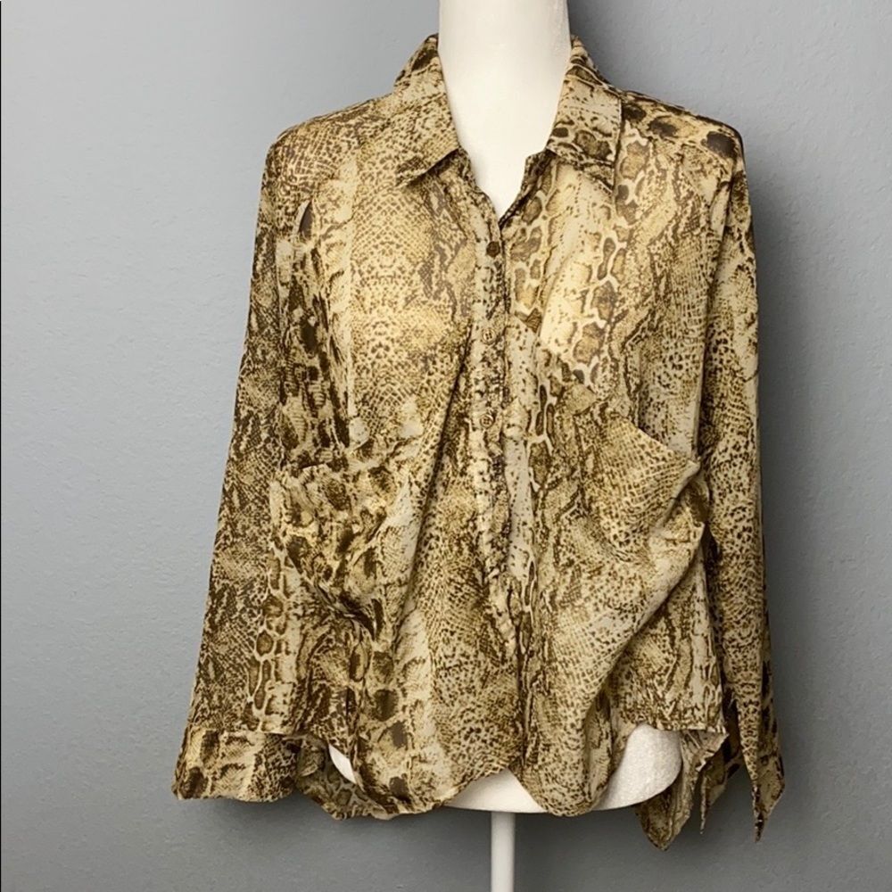 Krazy Kitty Animal Print Button Down Blouse